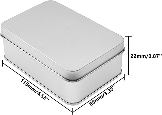 Metal Empty Boxes, Tin Boxes with Lid,Small Silver Tin Boxes,Stackable Organizer Containers,8PCS Storage Tin for Home Outdoor Active Storage Containers