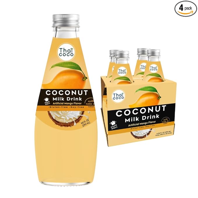 Thai Coco - Mango Coconut Milk Drink with Nata De Coco - 9.8 fl. oz. 4 Pk