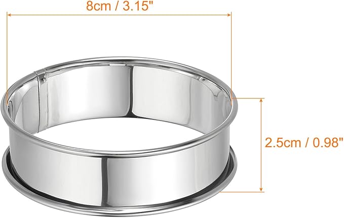 HARFINGTON 4pcs Crumpet Rings 3.15" Nonstick Round Cake Ring Stainless Steel Double Rolled English Pastry Rings for Kitchen Baking Crumpet Dessert, Silver