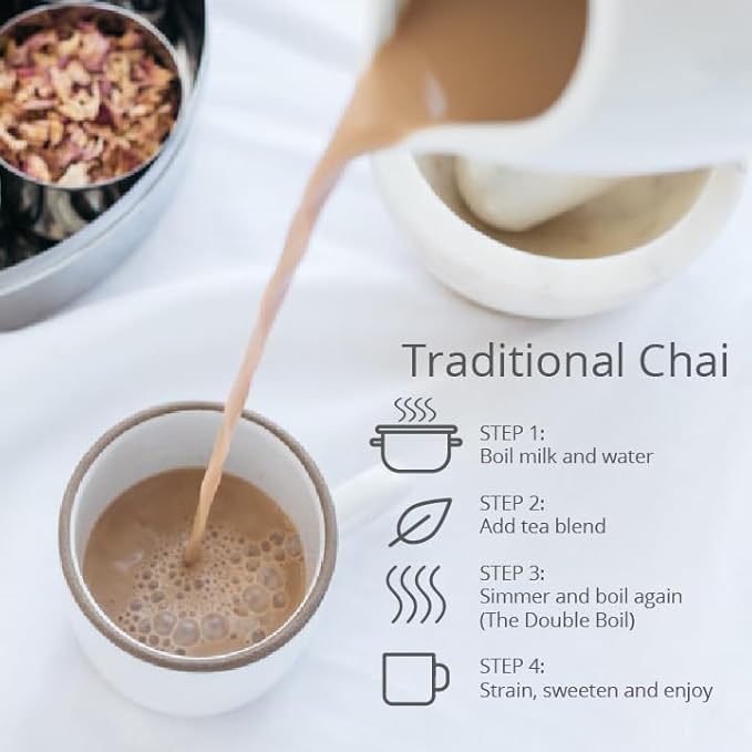 The Chai Box - All Chai'd Up Rooibos - Premium Traditional Chai Tea Decaffeinated - Caffeine Free Rooibos Leaves w/ginger, clove, cinnamon, cardamom, and fennel - 2.5oz