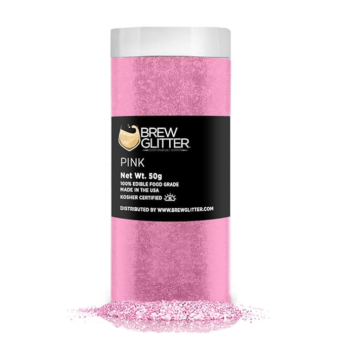 Brew Glitter - Pink (50g 1x Jar) | Edible Glitter For Drinks, Beer and Cocktail Beverages by Bakell