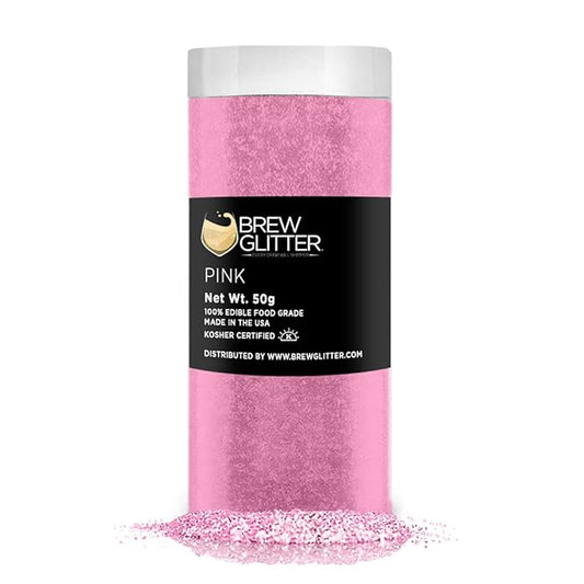 Brew Glitter - Pink (50g 1x Jar) | Edible Glitter For Drinks, Beer and Cocktail Beverages by Bakell