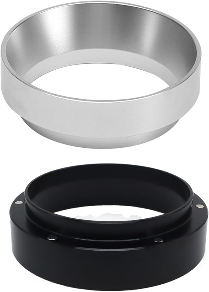 1pc Espresso Dosing Funnel 51/53/58mm Coffee Dosing Ring Aluminum Espresso Distribution Coffee Tool for Home Coffee Bar Shop College Dorm Room Apartment Essential Coffee Accessories (53mm, Silvery)