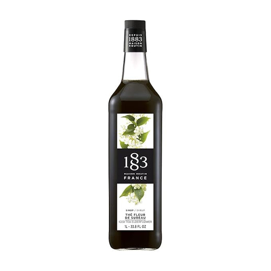 1883 Iced Tea Elderflower Syrup for Drinks, Made in France, 1 Liter Glass Bottle