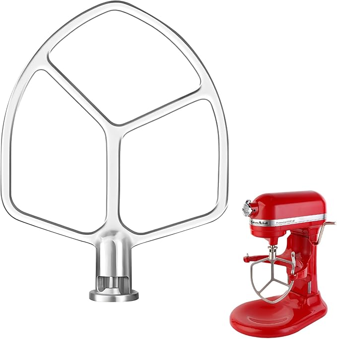 Stainless Steel Paddle Attachment Rust-Resistant Compatible with KitchenAid 5-6QT Mixer, Bowl Lift Stand Mixer Attachment for Quick Kneading of Bread, Pasta, Cookies, Pizza, Etc. Dishwasher Safe