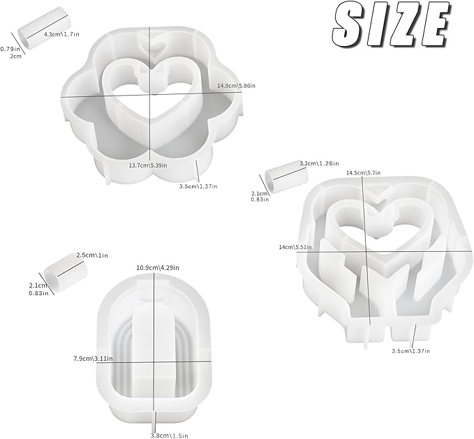 Heart Resin Vase Mold with Test Tube Culture Water Plant Silicone Molds for Crafts Epoxy Resin Casting Mold for DIY Flower Holder Home Office Decor Wedding (Style 3)