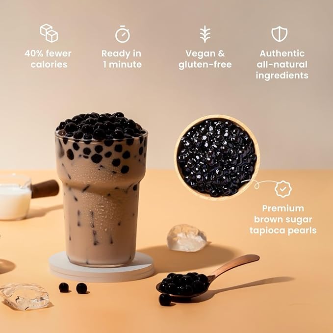 Frosty Fox Premium Boba Bundle Kit 10 Serv. Instant Bubble Pearl Variety Milk Tea Kit with Authentic Brown Sugar Tapioca Pearls & Coconut Jellies - Ready in Under 1 Minute, Includes Straws - Gift Box, Holiday (Classic, Taro and Thai Tea)
