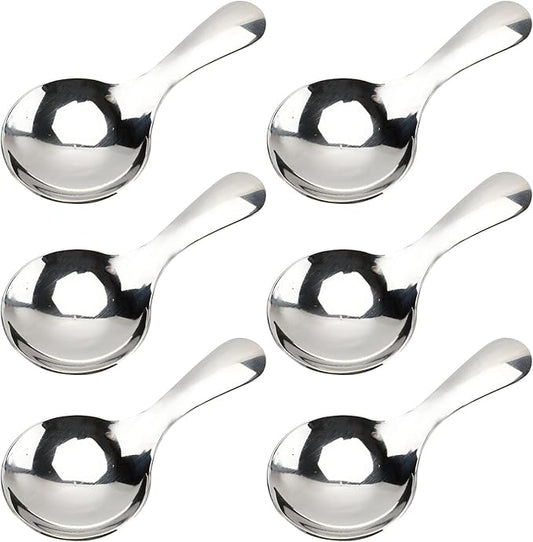 6-Piece Small Stainless Steel Spice Spoons - Canister Scoops for Condiments, Honey, Coffee, Tea, Salt, Jam, Mustard & Ice Cream