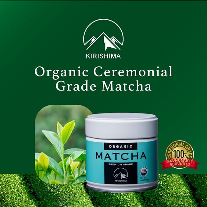 Kirishima Kagoshima Matcha, Organic Green Tea Powder, Ceremonial Grade, Teahouse Edition Premium First Harvest, Ceremonial Premium Grade, Japanese origin (2.82 Ounce Tin)