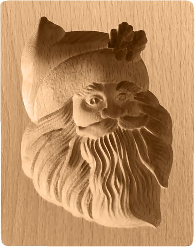 Wooden Cookie Biscuit Mold, 3D Baking Mold, Embossing Craft Decorating Baking Tool, Suitable for Halloween Thanksgiving Christmas Kitchen DIY (Old Man 10 * 8 * 2)