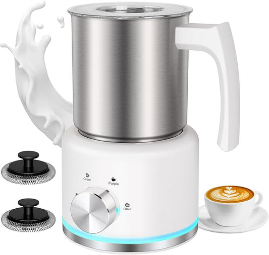 Milk Frother and Steamer, 16.9 OZ Milk Frother for Coffee, 4 in 1 Frother Separable Easy to Use and Clean, Durable Safe Silent Working for Coffee, Latte, Cappuccino Hot Chocolate, White