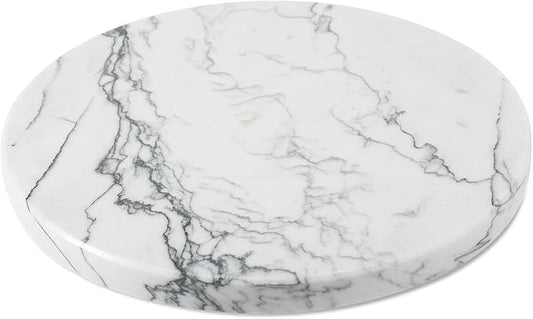 Koville Brazilian Natural Marble Cutting Board for Kitchen, 11inch Round Hand Crafted Marble Slab for Cheese, Charcuterie, Pastry Board - Wedding Gift, House Warming Gift(Maldivi)