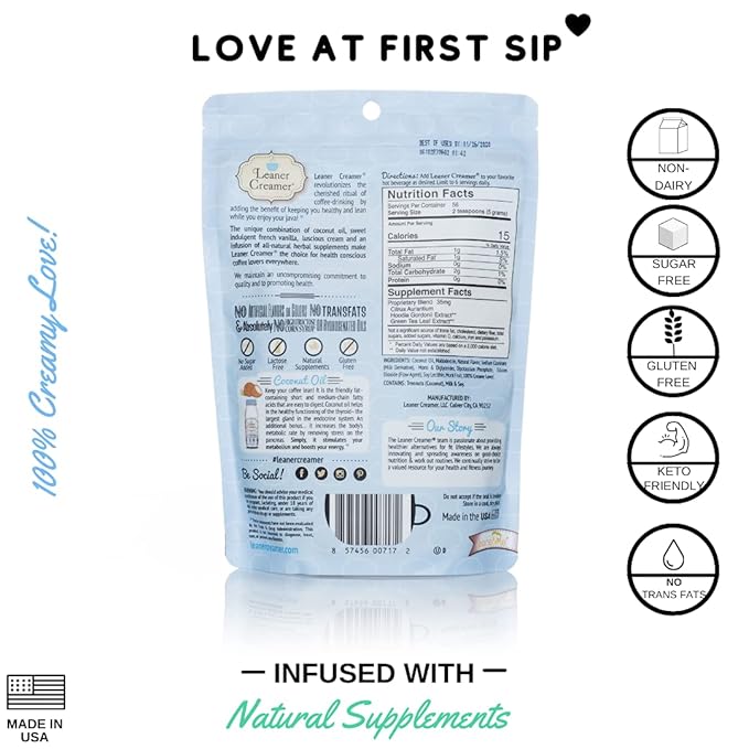 Leaner Creamer Coconut Creamer with Superfood Ingredients – Non-Dairy, Sugar-Free, Keto, Gluten-Free Powdered Coffee Creamer – Variety Pack – 4 Flavors – 280g Each
