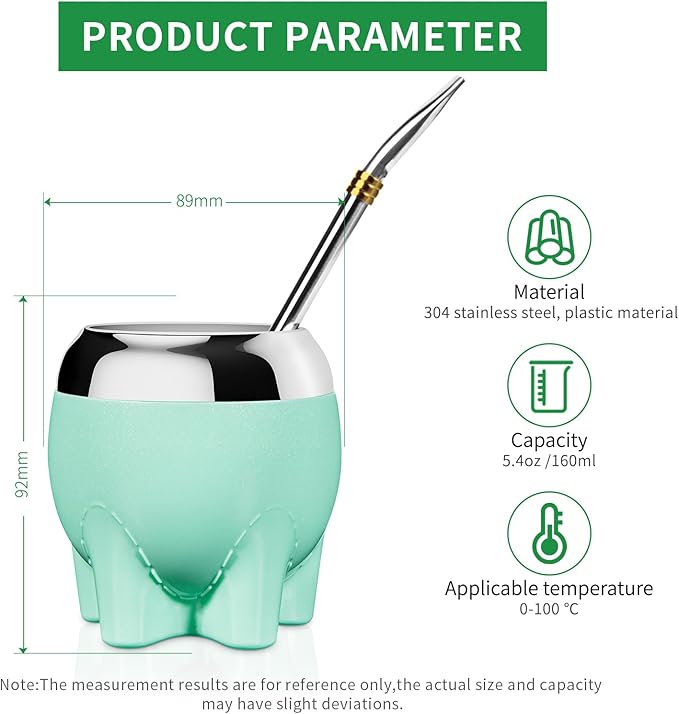 Premium Yerba Mate Cup 5 in 1 Set, Including Stainless Steel Gourd (Glitter Stars, Cute Elephant Style) Bombilla Straw, and Tea Shaper Set, 5.4oz, Gift for Women Drinking Coffee Tea Water