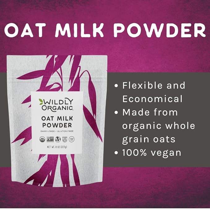 Wildly Organic Oat Milk Powder, 16 Oz, 1 lb Bag - Organic, Dairy-Free, Lactose-Free, Vegan, Gluten-Free, Plant-Bassed, Resealable Package - Excellent for Smoothies, Cereal, & Creamers