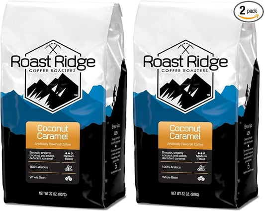 Roast Ridge Whole Bean Coffee, Medium Roast, Coconut Caramel, 2 lb. (Pack of 2)