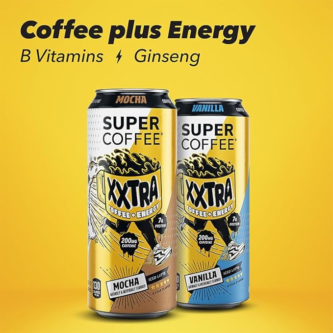 Super Coffee XXTRA, Keto Protein Coffee (0g Added Sugar, 7g Protein, 130 Calories) [Caramel] 15 Fl Oz, 12 Pack | Iced Smart Coffee Drinks - SoyFree GlutenFree