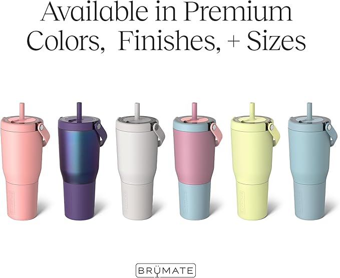 BrüMate Resa 35oz 100% Leakproof Travel Tumbler w/Handle & Straw | Flexible SoftSip Straw | Silicone Sleeve for Durability | Stainless Steel | Cup Holder & Travel Friendly Water Bottle (Onyx Leopard)
