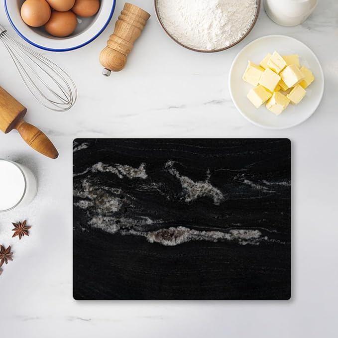 Natural Black Marble Pastry and Cutting Board, 12x16x0.7 Inch, Heavy for Dough Chocolate, Pack of 1