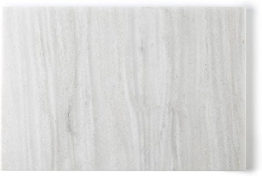 Koville Natural Marble Cutting Board for Kitchen Countertop, 12" x 8" Pastry Bread Macaron Display Board, Real Stone Slab Marble Cheese Boards, Bathroom Perfume Tray Candle Plate(Nestos White)