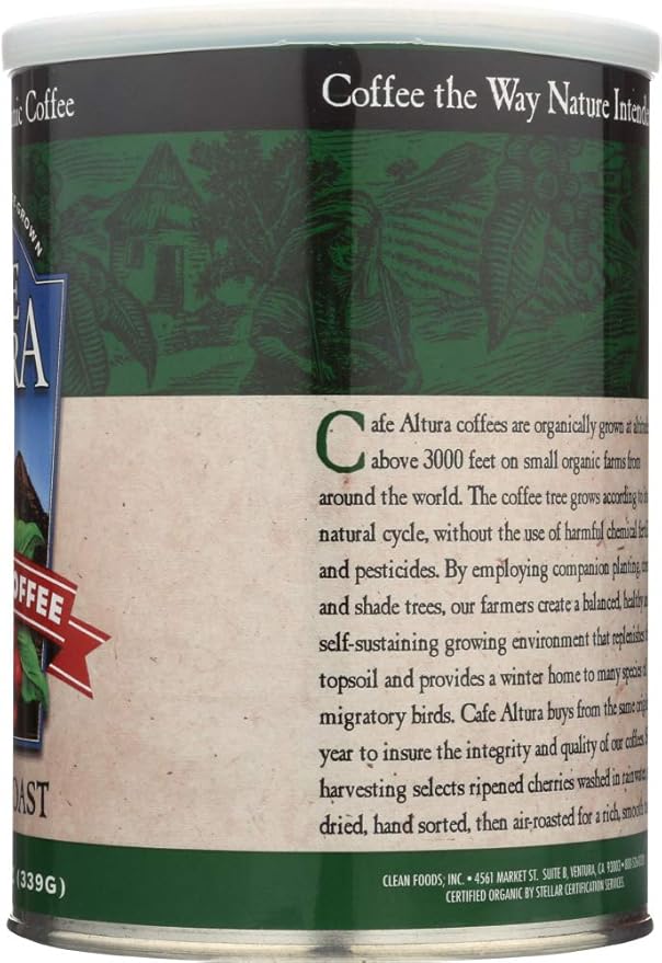 Cafe Altura Organic Coffee, French Roast, Ground Coffee, 12 Ounce Can