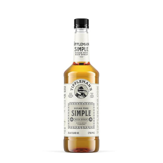 Tippleman's Sugar Free Simple Syrup - Zero-Sugar Allulose Skinny Sweetener - Perfect for Drinks, Cocktails, Coffee, Espresso - Fits Pump - 750ml