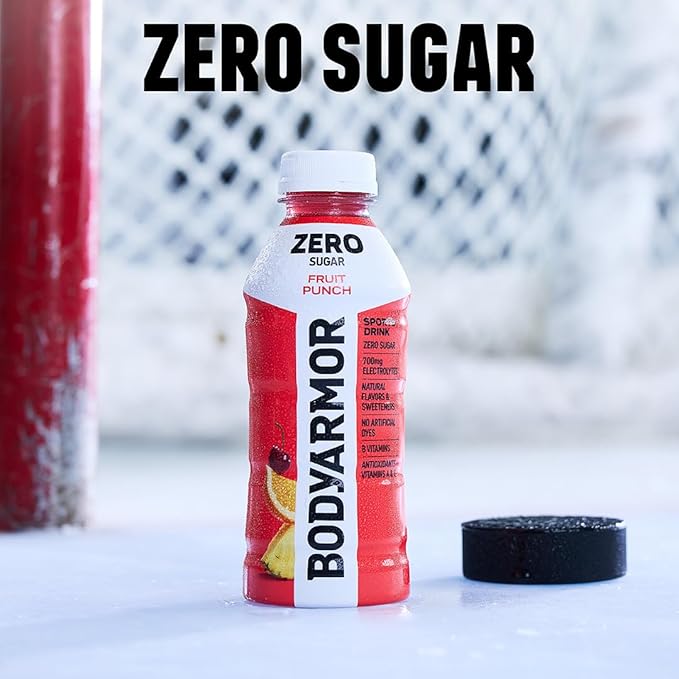 BODYARMOR ZERO Sugar Fruit Punch, Sugar Free Sports Drink - Low-Calorie Hydration - Natural Flavors with Potassium Packed Electrolytes, Antioxidants, and B-vitamins, 20 fl oz (pack of 6)