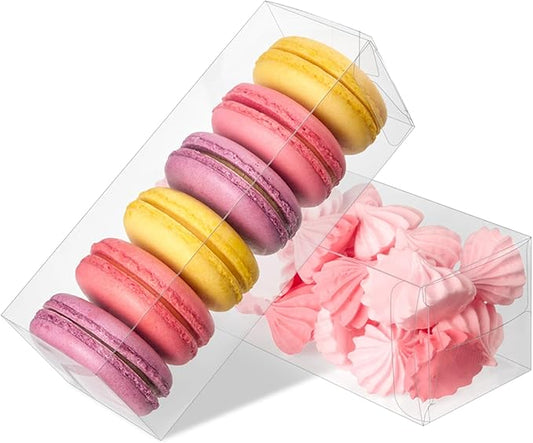 Jutieuo 30 Pack Clear Favor Boxes for Treats, 2x2x6 Inch Plastic Rectangle Gift Boxes Transparent Macaron Box for Wedding, Baby Shower, Birthday, Retail