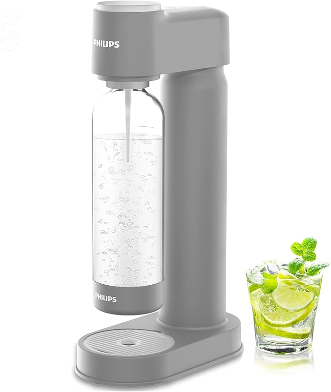 PHILIPS Sparkling Water Maker Soda Maker Soda Streaming Machine Quick Twist for Easy Install, 1L Carbonating Bottle, Soda Water Maker, Compatible with 60L CO2 Carbonator(NOT Included), ADD4901GROQ/37