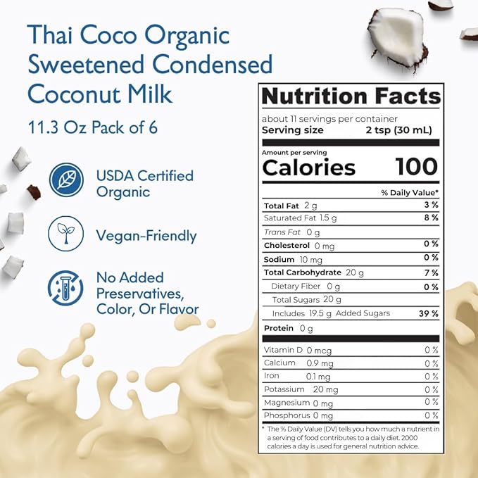 Thai Coco - Organic Sweetened Condensed Coconut Milk Dairy Free - 11.3 oz. 6 Pk