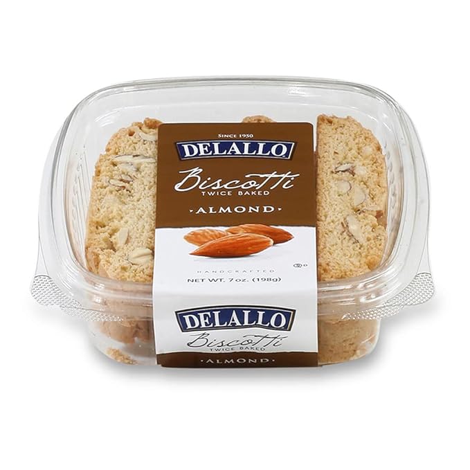 DeLallo Almond Biscotti, (4 Pack), Authentic Italian Recipe, Golden Brown Twice Baked Cookies, Kosher, Non-GMO, All Natural Italian Biscuits Made in Small Batches, Nutty Warm Flavor