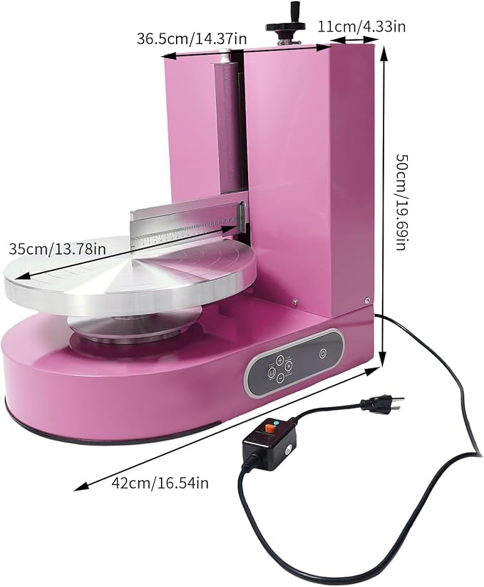 Cake Decorating Machine, Electric Birthday Cake Cream Smooth Coating Decoration Machine, Cake Smoother Icing Machine,Cake Cream Spatula Machine for 4-12inch Cake (Pink)