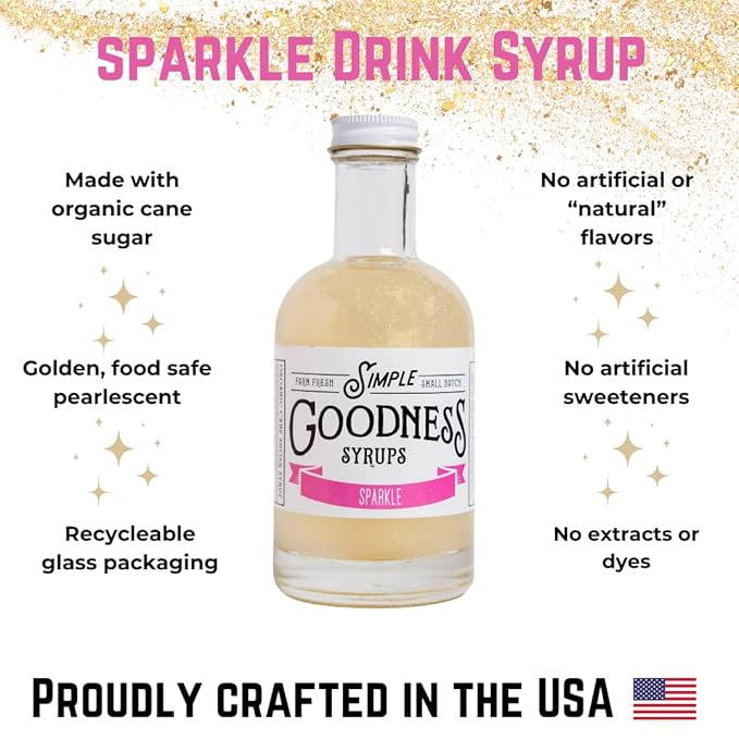 Simple Goodness Sisters Simple Syrup, Organic Cane Sugar, Syrup for Cocktails & More (20 Servings, Sparkle)