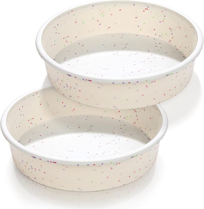 Vinino 6 Inch Silicone Round Cake Pan with Metal Reinforced Frame Set of 2, Nonstick Silicone Springform Pan for Baking Suitable for Making Layers, Cheese & Chocolate Cakes