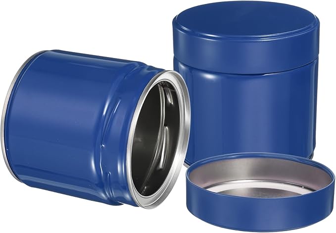 uxcell 2Pcs Round Tea Canisters, 4" x 4" Airtight Metal Tea Containers for Loose Tea, Coffee Beans, Spices - Durable, Compact, and Stylish Storage Tea Tin (Blue)