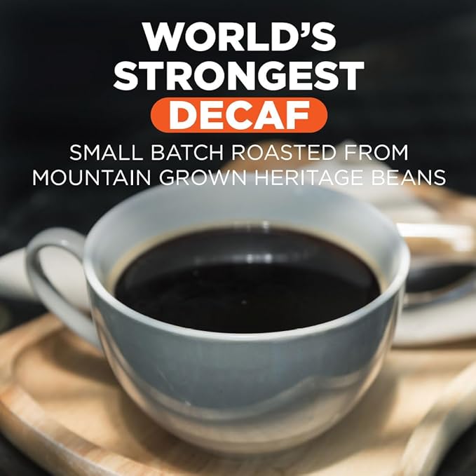 Maud's World's Strongest Decaf Coffee Pods, 100 ct, Decaffeinated Dark Roast Coffee in Recyclable Single Serve Pods – 100% Arabica Coffee, Compatible with Keurig K Cups Maker