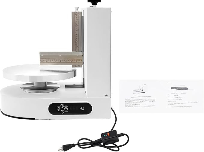 Cake Decorating Machine, Electric Birthday Cake Cream Smooth Coating Decoration Machine, Cake Smoother Icing Machine,Cake Cream Spatula Machine for 4-12inch Cake (White)