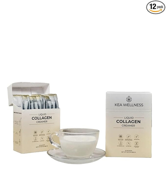 All-Natural Liquid Collagen Coffee Creamer – Premium Bovine & Marine Peptides (Types I, II, III) for Hair, Skin, Nails, Bones & Joints – Hydrolyzed, Single-Serve, 12-Pack – Boost Health & Beauty Naturally