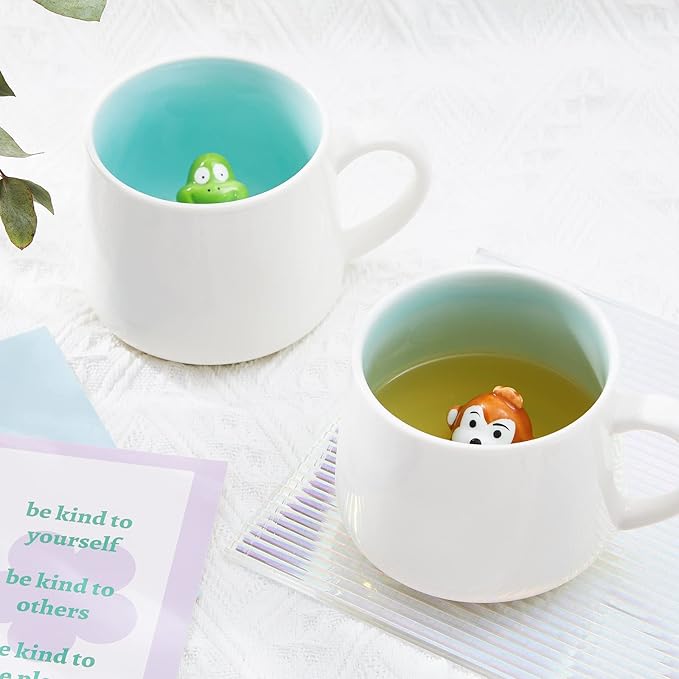 Christmas Bear Ceramic Cup Hidden 3D Animal Inside Mug,12 oz Cute Cartoon Handmade Figurine Mugs,Christmas Birthday Surprise for Friends Family or Kids (Christmas Bear)