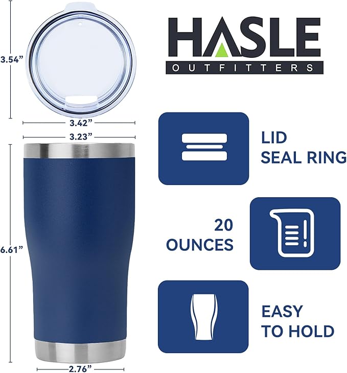 HASLE OUTFITTERS 20 oz Tumbler Bulk, Stainless Steel Tumblers with Lid, Vacuum Insulated Tumbler, Double Wall Powder Coated Cup, coffee mugs, Navy Blue, 12 Pack