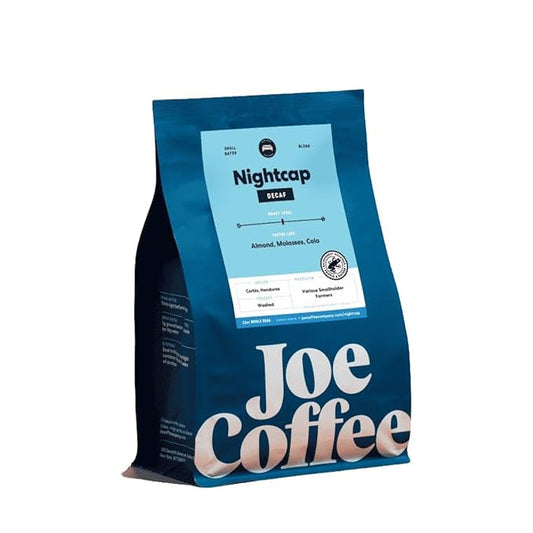 Nightcap Decaf - Roasted by Joe Coffee Company - Whole Bean Coffee - 12 Ounce Bag