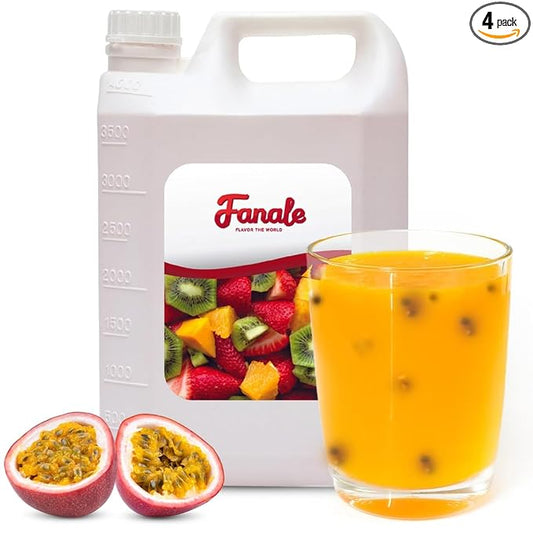 Fanale Premium Flavoring Concentrated Syrup for Bubble Tea 11 lb | Passion Fruit Flavor Syrup | for Boba Tea, Smoothies, Slushes, Desserts | 11lb | Pack of 4 | SRP030