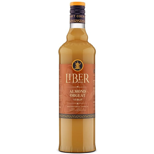 Liber & Co. Almond Orgeat Syrup (25.36 oz) - Craft Cocktail Mixer Made with California Almonds & Orange Blossom Water - Makes 34-50 Cocktails - Essential for Authentic Mai Tais, Tiki Drinks, and Coffee