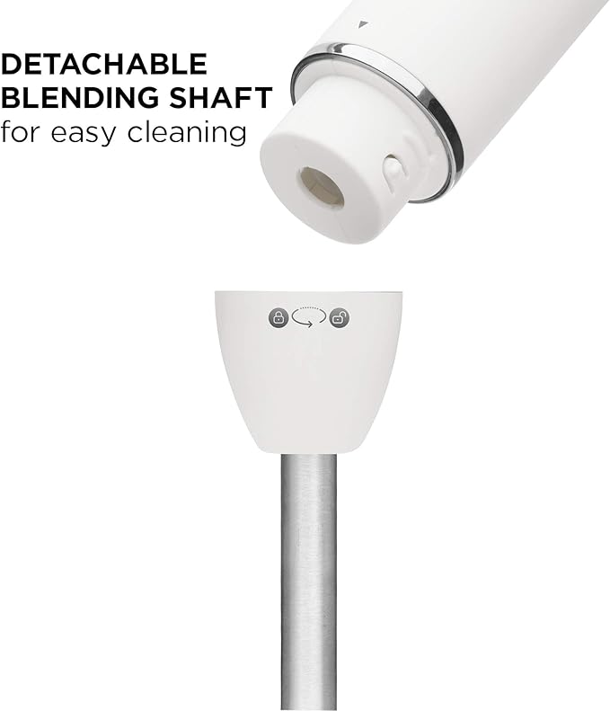 Chefman Immersion Stick Hand Blender with Stainless Steel Blades, Powerful Electric Ice Crushing 2-Speed Control Handheld Food Mixer, Purees, Smoothies, Shakes, Sauces & Soups, Ivory