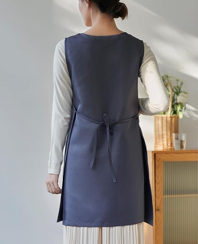 Women Cobbler Apron Japanese Style Aprons with 3 Pockets for Work Chef Kitchen