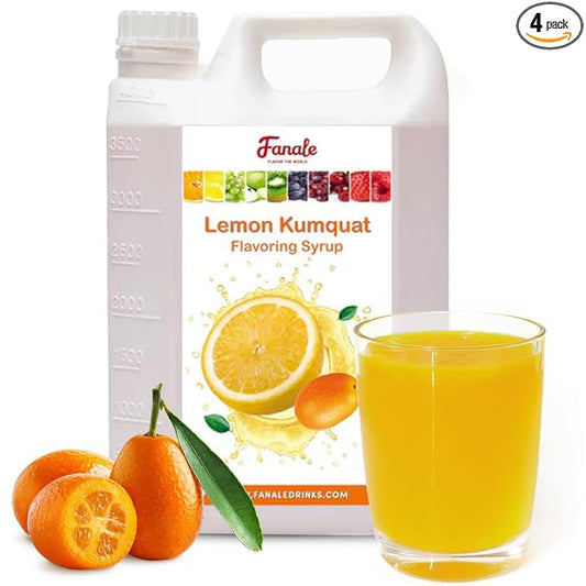 Fanale Premium Flavoring Concentrated Syrup for Bubble Tea 11 lb | Kumquat Flavor Syrup | for Boba Tea, Smoothies, Slushes, Desserts | 11lb | Pack of 4 | SRP150-CS