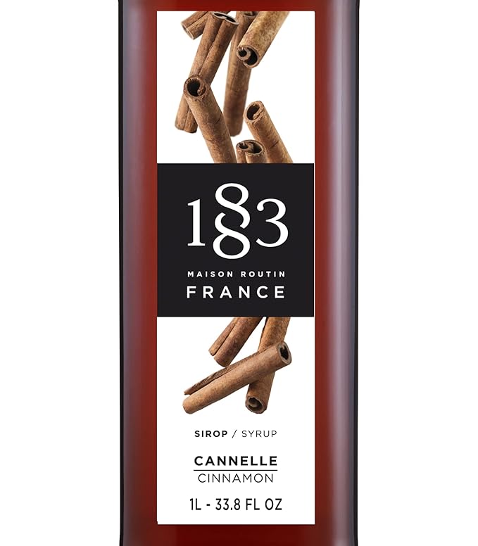 1883 Cinnamon Syrup for Drinks – Premium French Flavoring Syrup, Made in France, 1 Liter Plastic Bottle – Perfect for Coffee, Lattes, Cocktails, and Desserts
