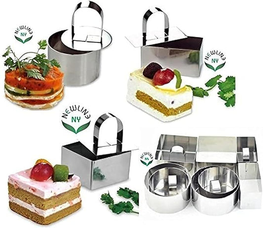 NewlineNY Stainless Steel Dessert Rings (12 Pcs) Round Square Rectangular Appetizers Molded Salads, Cakes Mousse Molding Layering Cake Cutter