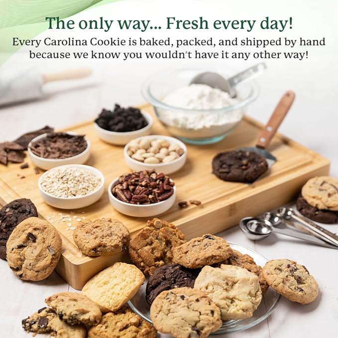 Carolina Cookie Company Fresh Baked Gourmet Cookie Gift Tin, Gifts, Handmade to Order, No Preservatives, Never Frozen, Shipped & Delivered, Assorted for Christmas, Birthdays, Corporate, Fresh Delivery: 12 Count
