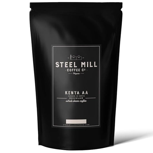 Steel Mill Coffee Co. Kenya AA Single-Origin Ground Coffee, Regular, Medium Roast, 100% Arabica Beans, 12 oz Bag